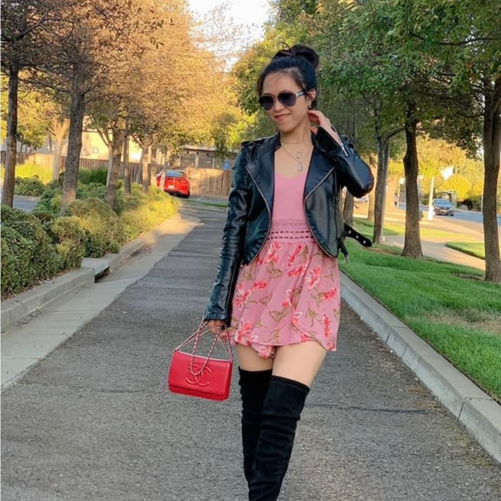 Pink floral romper